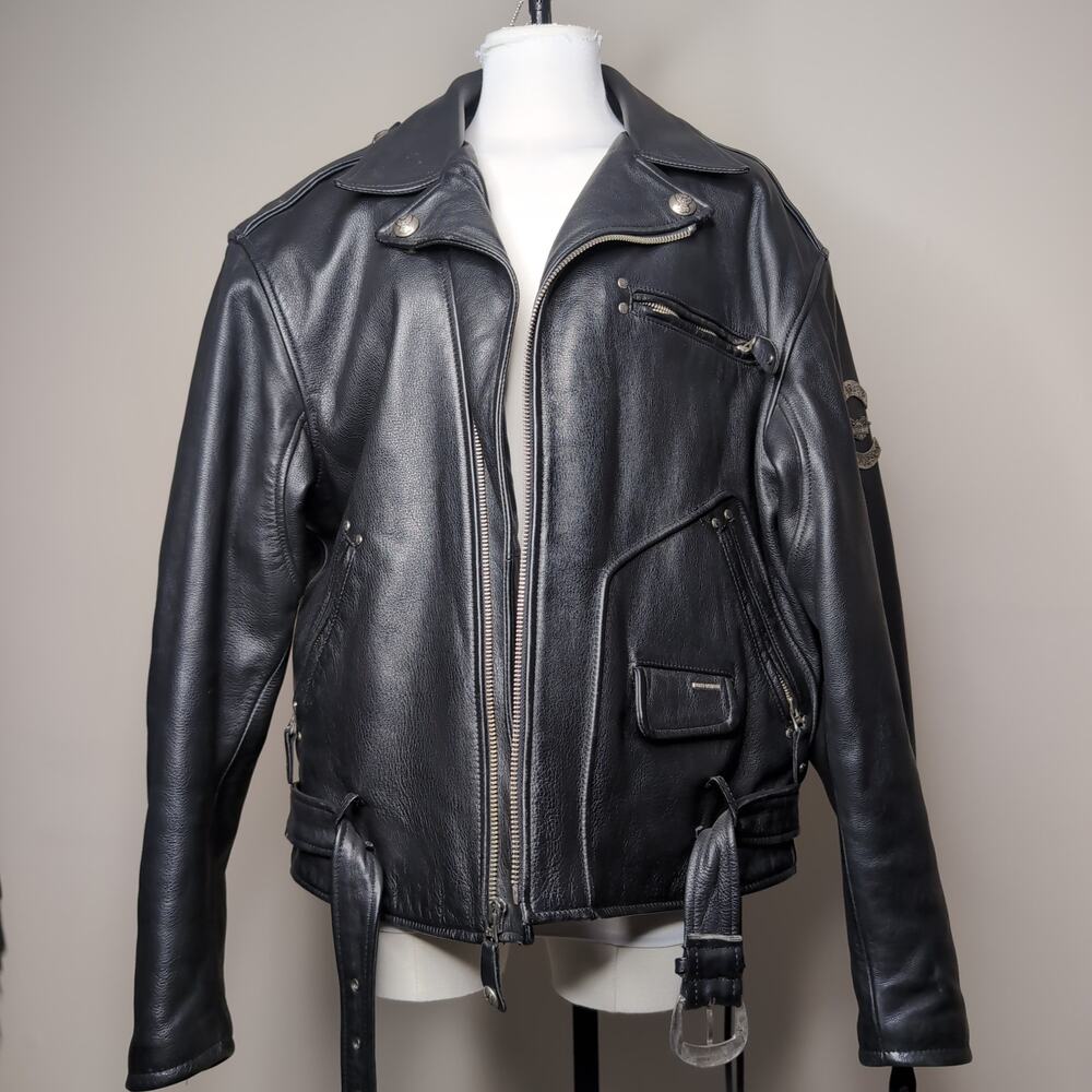 Vintage Genuine Leather Harley Davidson Embossed Jacket